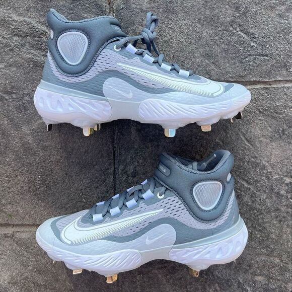 Nike Alpha Huarache Elite 4 Mid Baseball Cleats Men Size 7 #DJ6520-012 Gray - Picture 1 of 7